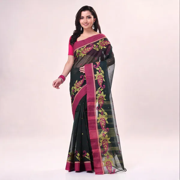 Black_Cotton_Handloom_Woven_Saree_For_Women
