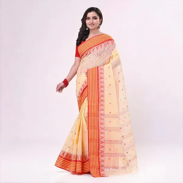 Cream_Cotton_Tant_Handloom_Self_Design_Woven_Saree_For_Women