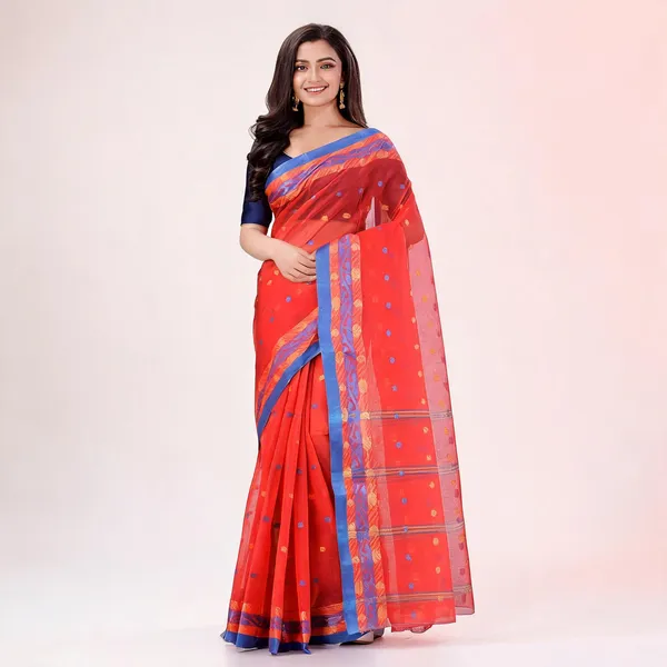 Orange_Cotton_Handloom_Floral_Woven_Saree_For_Women