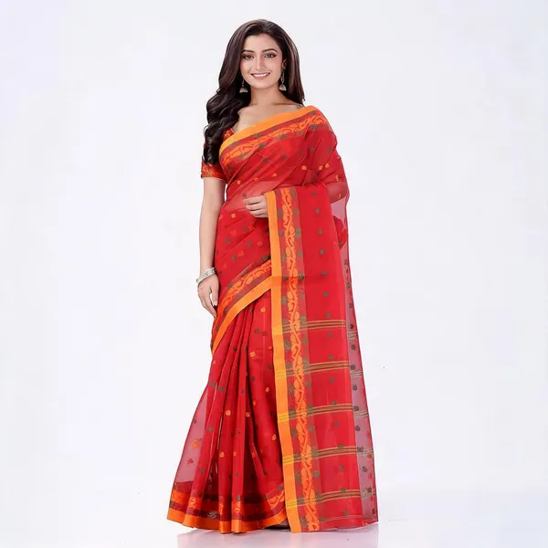 Red_Cotton_Handloom_Self_Design_Woven_Saree_For_Women