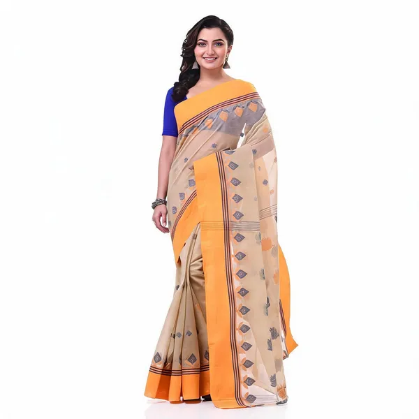Cream_Cotton_Woven_Floral_Handloom_Saree_For_Women