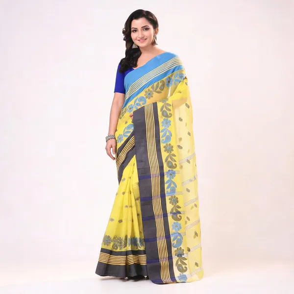 Yellow_Cotton_Handloom_Floral_Woven_Saree_For_Women