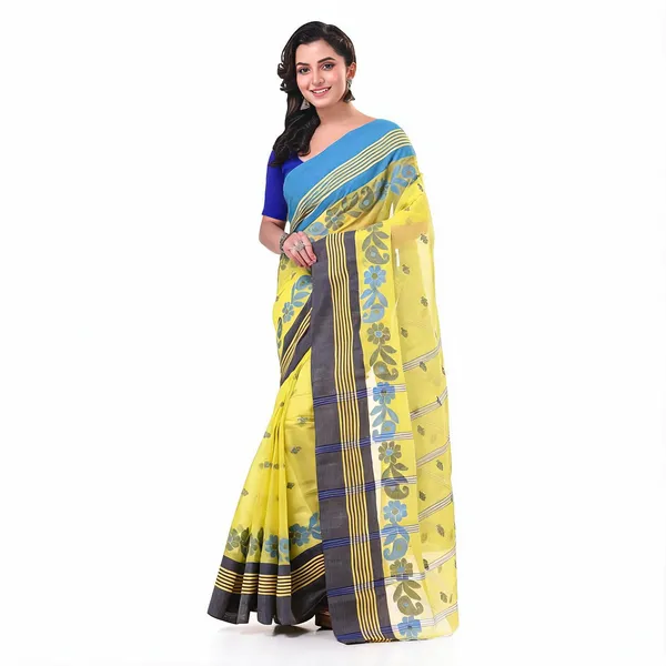 Yellow_Cotton_Handloom_Floral_Woven_Saree_For_Women