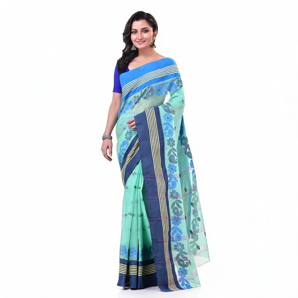 Blue_Cotton_Handloom_Floral_Woven_Saree_For_Women