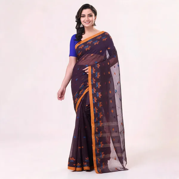 Black_Cotton_Woven_Floral_Handloom_Saree_For_Women