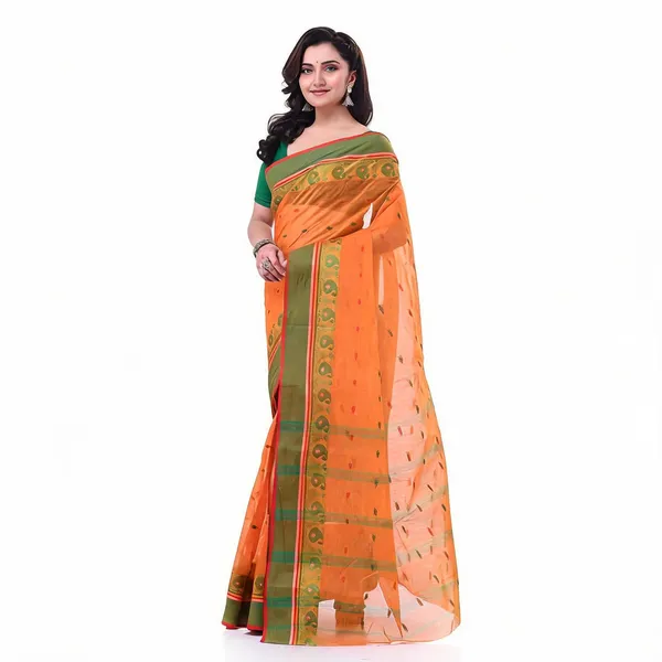 Orange_Cotton_Woven_Handloom_Saree_For_Women