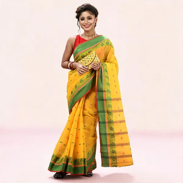 Yellow_Cotton_Tant_Handloom_Saree_For_Women