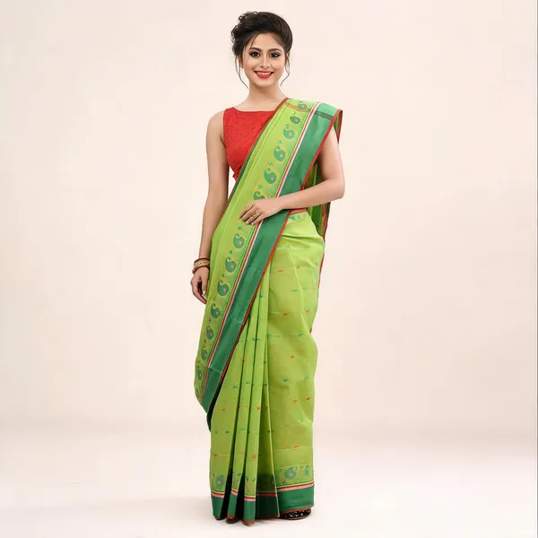 Green_Cotton_Handloom_Minakari_Kolka_Saree_For_Women