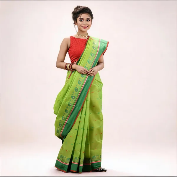 Green_Cotton_Handloom_Minakari_Kolka_Saree_For_Women
