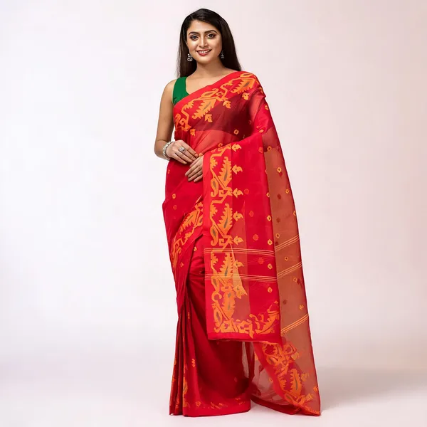 Red_Cotton_Handloom_Saree_For_Women