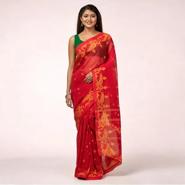 Red_Cotton_Handloom_Saree_For_Women