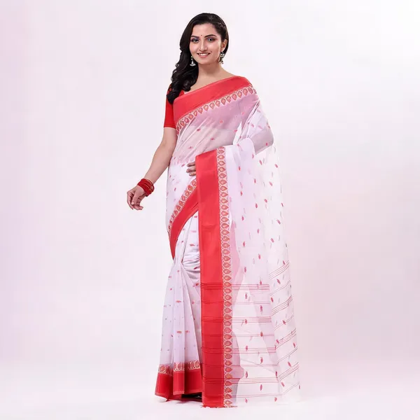 White_Cotton_Handloom_Woven_Saree_For_Women