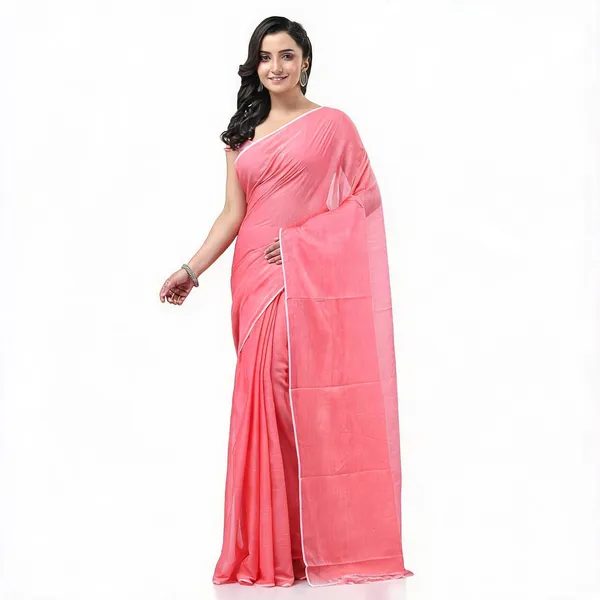 Peach_Cotton_Woven_Handloom_Saree_For_Women