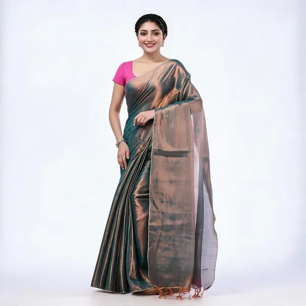 Brown_Tissue_Cotton_Silk_Traditional_Saree_With_Blouse_Piece_For_Women