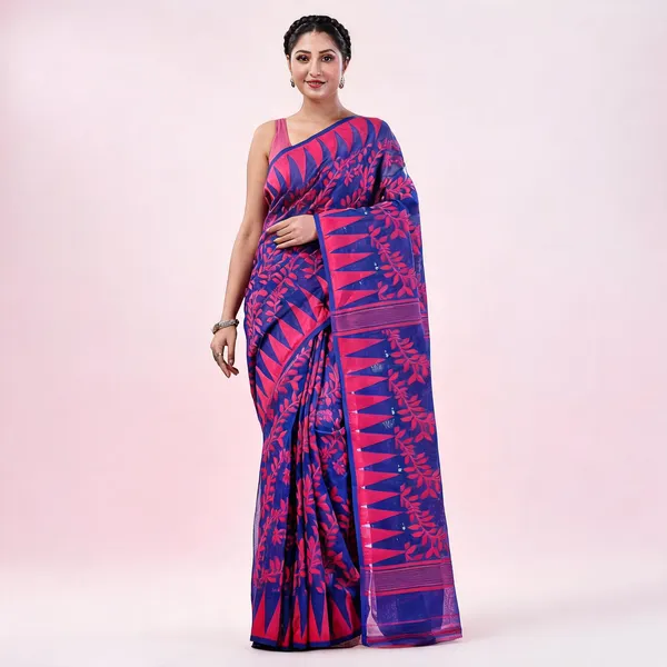 Purple_Blue_Cotton_Handloom_Jamdani_Traditional_Saree_For_Women