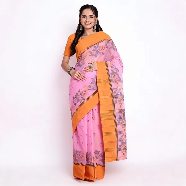Pink_Cotton_Paisley_Woven_Bengal_Handloom_Saree_For_Women