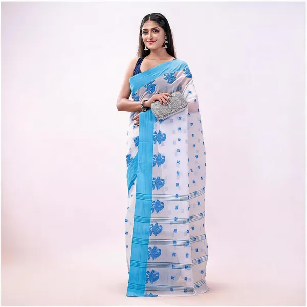 Blue_Cotton_Floral_Woven_Handloom_Saree_For_Women
