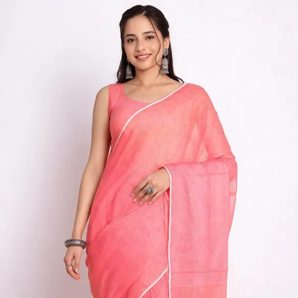 Pink_Cotton_Solid_Casual_Saree_For_Women