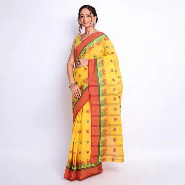 Yellow_Cotton_Handloom_Woven_Saree_For_Women