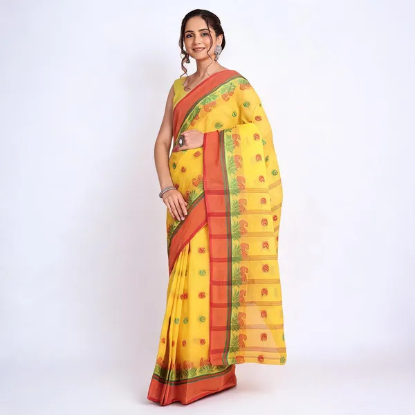 Yellow_Cotton_Handloom_Woven_Saree_For_Women