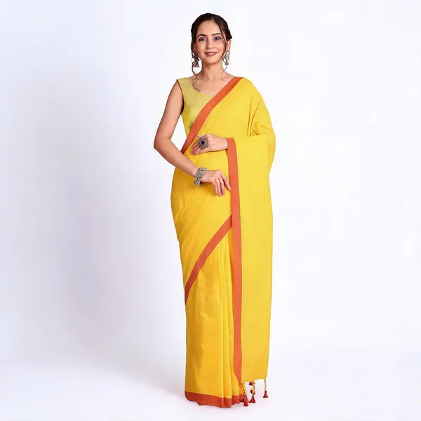 Yellow_Cotton_Traditional_Solid_Saree_With_Blouse_For_Women