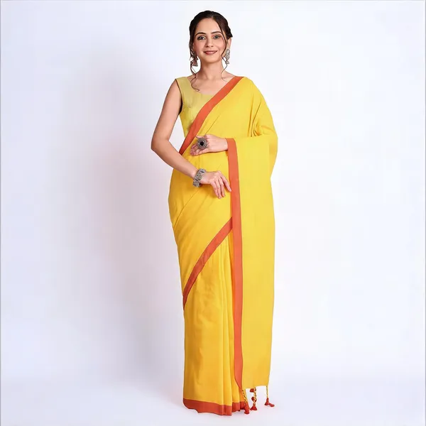 Yellow_Cotton_Traditional_Solid_Saree_With_Blouse_For_Women
