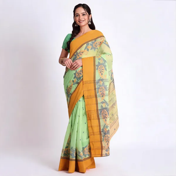 Green_Cotton_Paisley_Woven_Handloom_Saree_For_Women