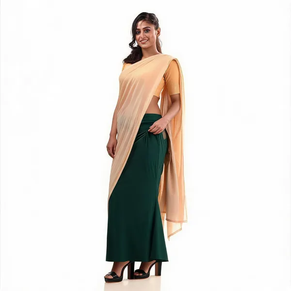 Dark_Green_Cotton_Polyester_Solid_Saree_Shapewear_Petticoat_For_Women