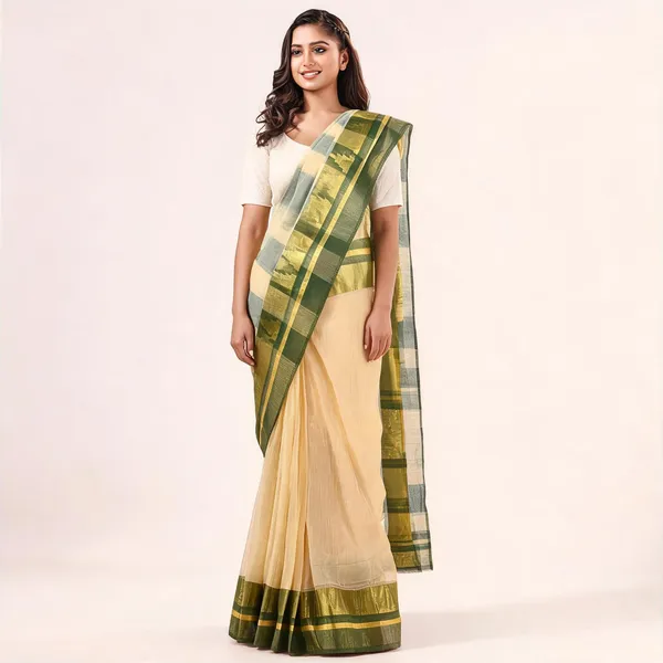 Off_White_Cotton_Handloom_Floral_Tant_Saree_For_Women