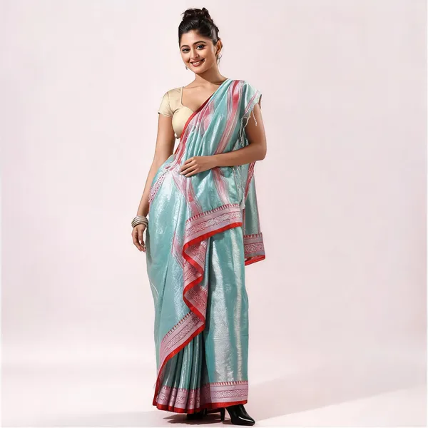 Firoza_Cotton_Tissue_Silk_Handloom_Floral_Saree_With_Blouse_For_Women