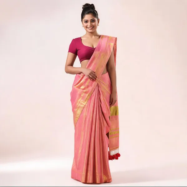 Pink_Cotton_Paisley_Tant_Handloom_Saree_With_Blouse_For_Women