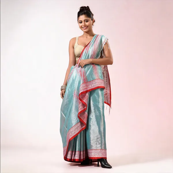 Blue_Cotton_Silk_Handloom_Striped_Saree_With_Blouse_Piece_For_Women