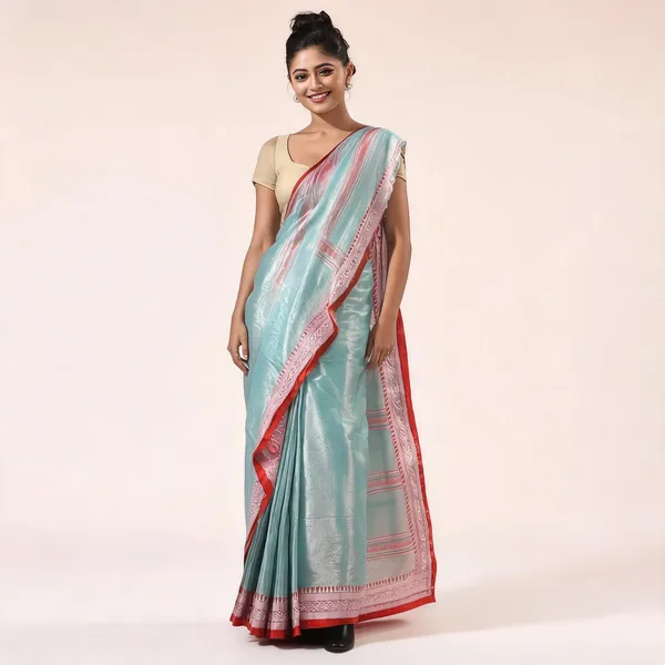 Blue_Cotton_Silk_Handloom_Striped_Saree_With_Blouse_Piece_For_Women