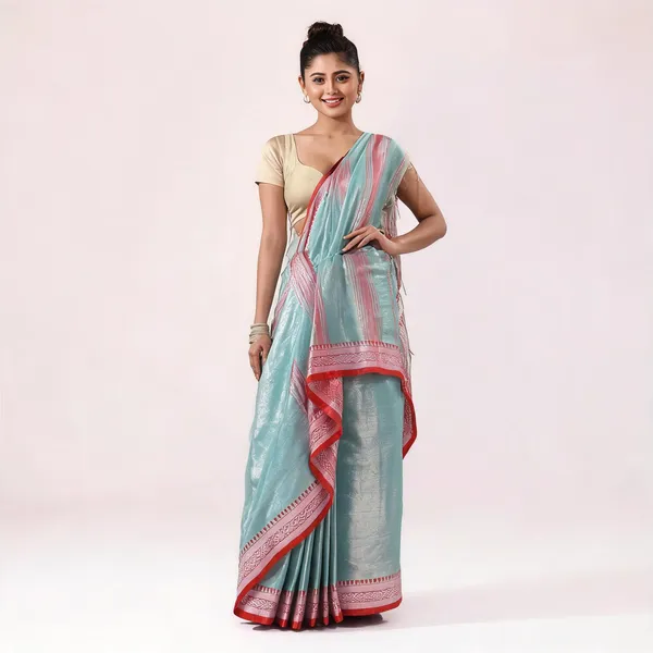 Blue_Cotton_Silk_Handloom_Striped_Saree_With_Blouse_Piece_For_Women