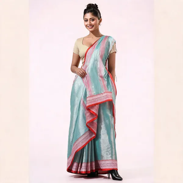 Blue_Cotton_Silk_Handloom_Striped_Saree_With_Blouse_Piece_For_Women