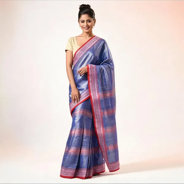 Purple_Cotton_Silk_Handloom_Striped_Saree_With_Blouse_Piece_For_Women