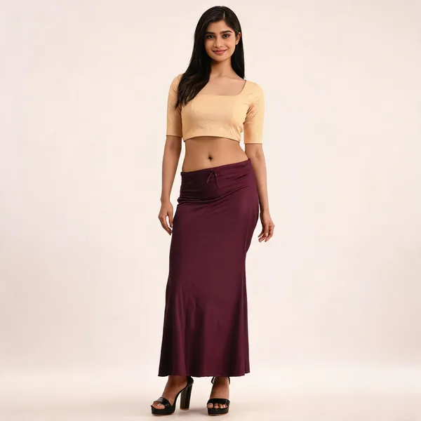 Dark_Maroon_Silk_Blend_Fish_Cut_Saree_Shapewear_Petticoat_For_Women