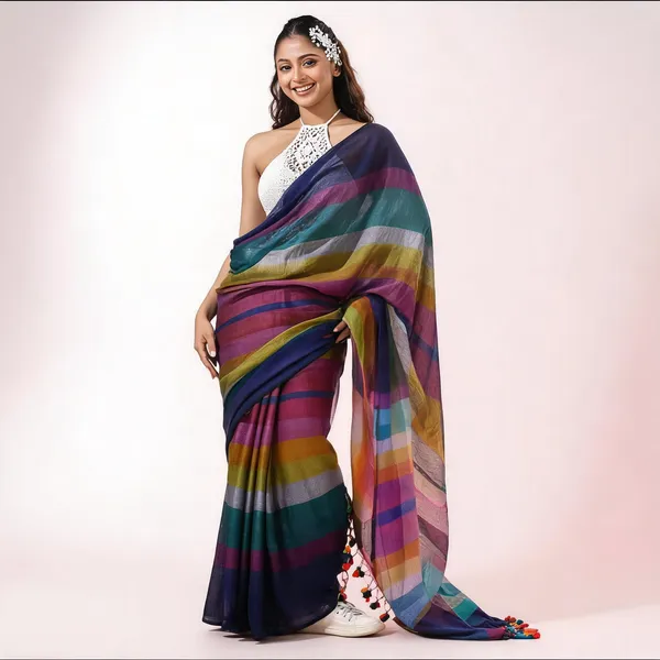 Blue_Multicolour_Cotton_Floral_Tant_Handloom_Saree_For_Women
