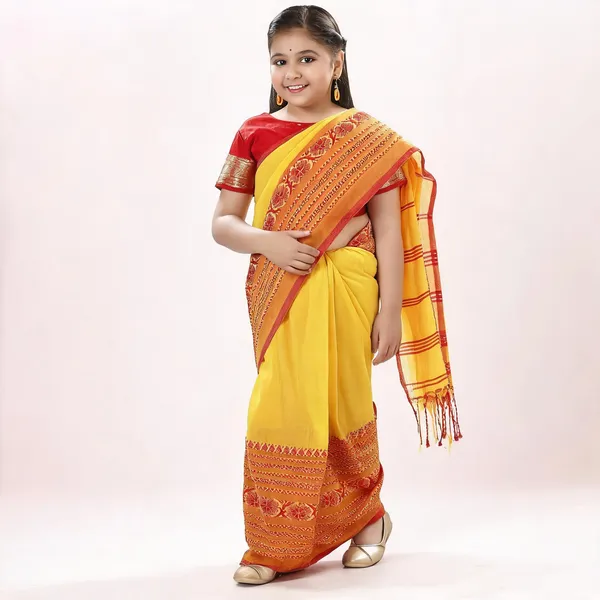 Yellow_Red_Cotton_Handloom_Tant_Saree_For_Women