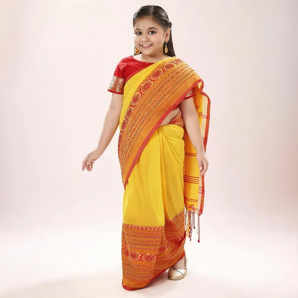 Yellow_Red_Cotton_Handloom_Tant_Saree_For_Women