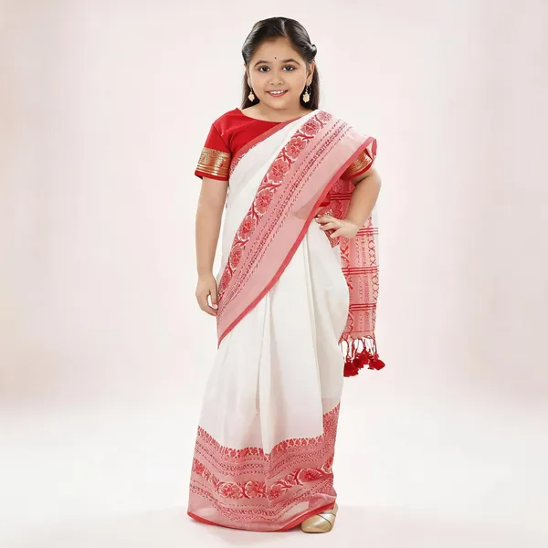 White_Cotton_Handloom_Solid_Begumpuri_Saree_For_Women
