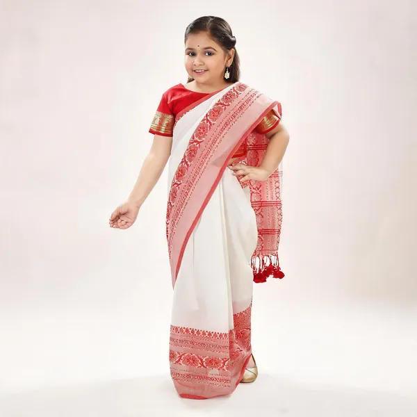 White_Cotton_Handloom_Solid_Saree_For_Women