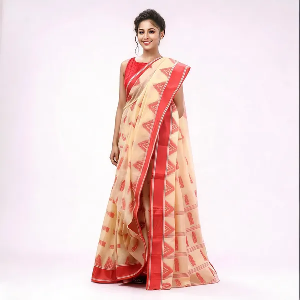 Off_White_Cotton_Handloom_Self_Design_Tant_Saree_For_Women