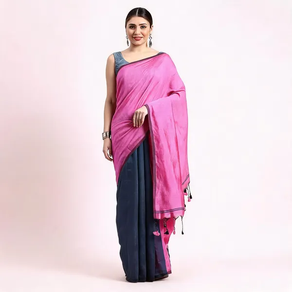 Pink_Cotton_Handloom_Temple_Style_Saree_With_Blouse_For_Women