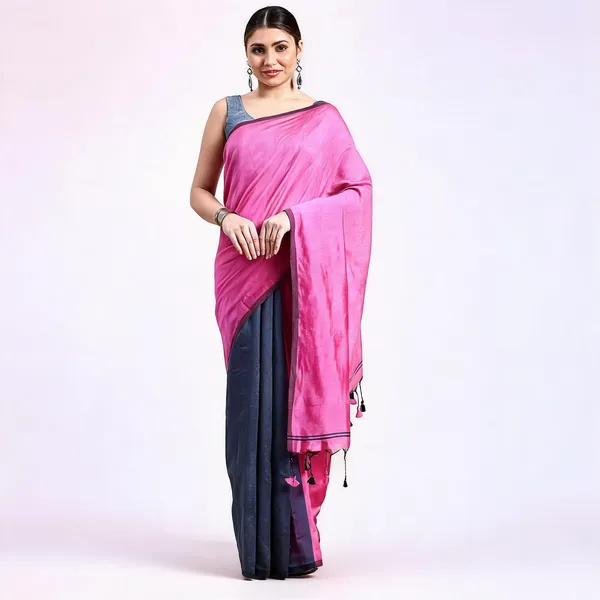Pink_Cotton_Handloom_Temple_Style_Saree_With_Blouse_For_Women