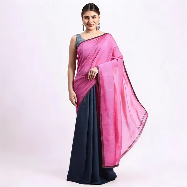 Black_Green_Cotton_Tant_Handloom_Woven_Saree_With_Blouse_Piece_For_Women
