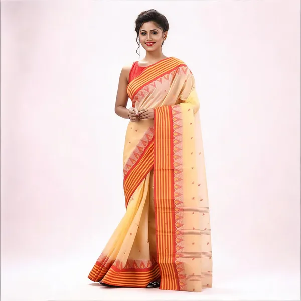 Cream_Cotton_Handloom_Self_Design_Tant_Saree_For_Women