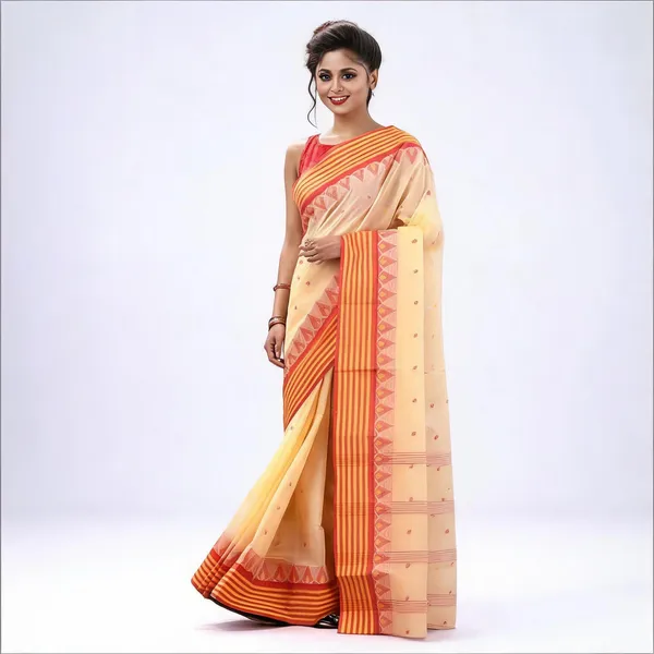 Cream_Cotton_Handloom_Self_Design_Tant_Saree_For_Women