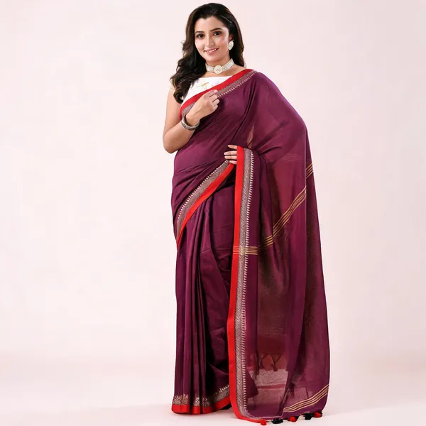 Purple_Cotton_Handloom_Saree_With_Blouse_Piece_For_Women