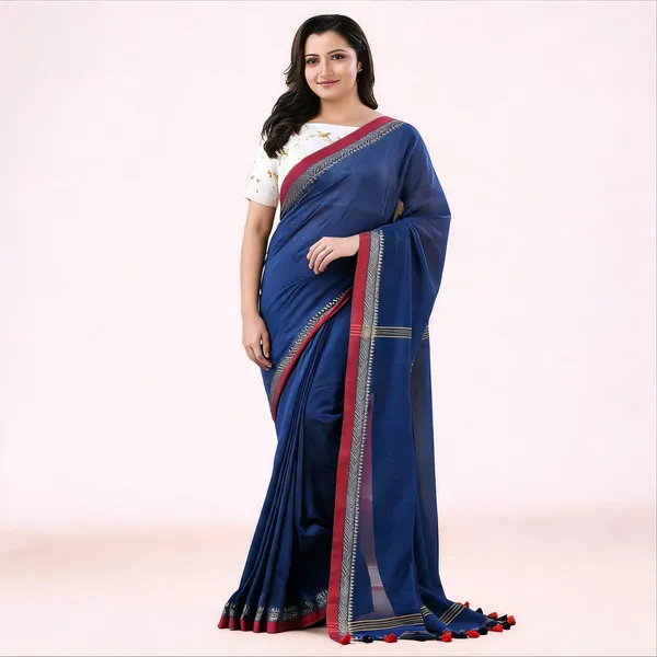 Blue_Cotton_Handloom_Woven_Saree_With_Blouse_Piece_For_Women
